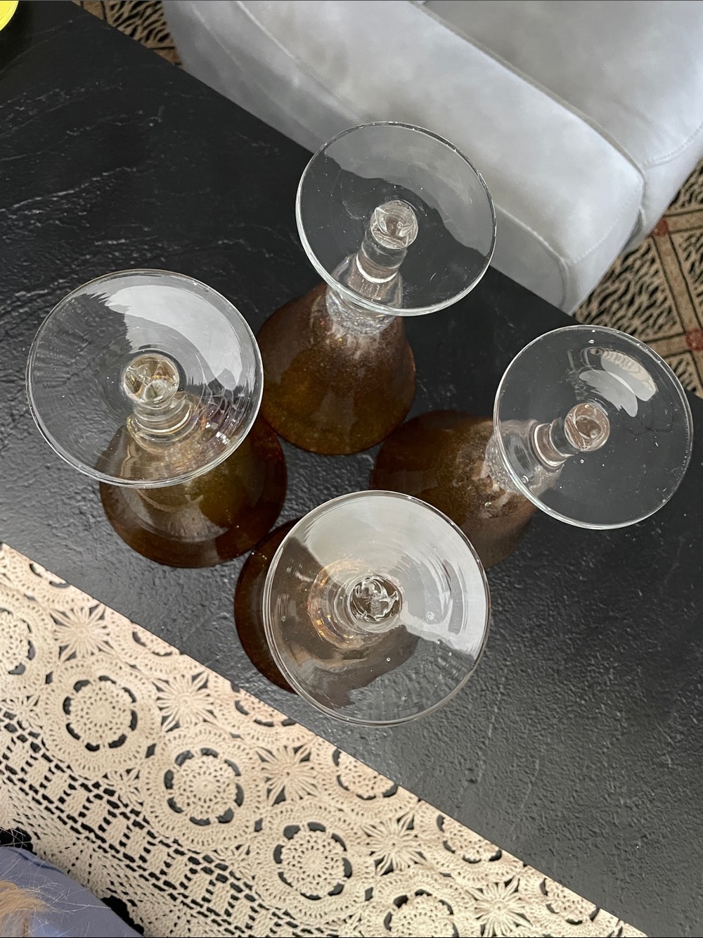 HBG Amber Glass Goblet Set -Elegant Amber Stemware (Set of 4) No chips or cracks - Picture 4 of 6